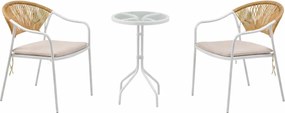 Biały komplet 2 krzesła i stolik kawowy do ogrodu N1-G04
