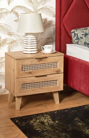 BORNEO SN-1 szafka nocna dąb artisan/czarny na nóżkach, szuflady