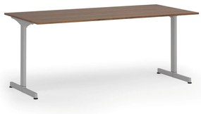 Biurko PRIMO BETA, 180x90 cm, szara podstawa, orzech