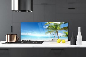 Szkło do Kuchni na Ścianę Egzotyczna Plaża Pod Palmą