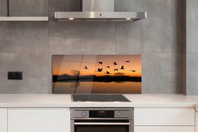 Szkło do Kuchni na Ścianę Lot Ptaków o Zachodzie Słońca