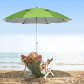 Outsunny Parasol Plażowy 185cm Ochrona UV Podwójny Dach Stalowy Zielony | Aosom PL