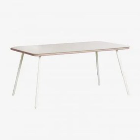 Prostokątny Stół Jadalniany 160x90 Cm Ze Szkła I Aluminium Arhiza Kremowa Tapioca - Sklum