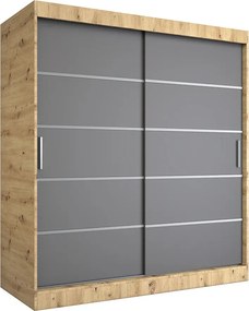 Szafa przesuwna dąb artisan + antracyt 180 cm F3-A50