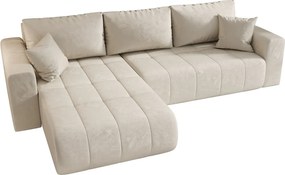 Narożnik z funkcją spania MILO Monolith 02 kremowy lewy sofa w kształcie L z pojemnikiem na pościel sofa do salonu, sofa rozkładana, sofa z pojemnikiem
