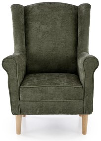 Fotel wypoczynkowy klasyczny uszak HERMES oliwkowy tkanina MARKOS 14-#12