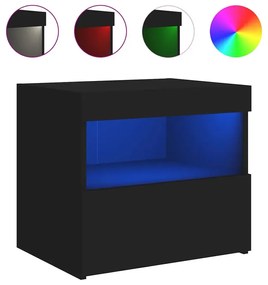 Czarna szafka nocna z podświetleniem LED - Ateno