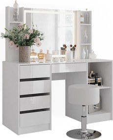 Stół do toalety biały/biały wysoki połysk 128.2x50.1x76 sherry