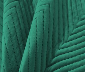 Zielona aksamitna narzuta na łóżko ze wzorem ARROW VELVET Rozmiar: 200 x 220 cm