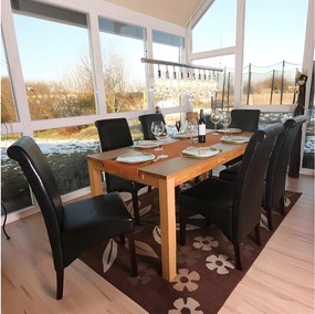 Krzesło do jadalni M37 (zestaw 6 sztuk),  skóra, czarny, ciemne nóżki