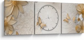 Obraz - Kwiaty z muszką (z zegarem) (90x30 cm)
