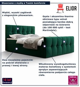 Zielone welurowe łóżko z pojemnikiem 6 rozmiarów N0-S47