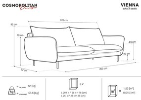 Ciemnozielona aksamitna sofa 200 cm Vienna – Cosmopolitan Design