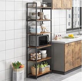 Regał półka industrialny stojący 6 półek drabinka na książki jasny brąz