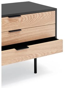 Czarno-naturalna szafka pod TV w dekorze dębu 180x52 cm Sierra – Teulat