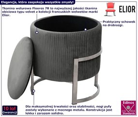 Grafitowa welurowa pufa ze schowkiem M5-F65