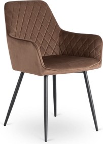 Krzesło Tapicerowane do Jadalni BRESSO Brązowe Welurowe Nowoczesne Loft