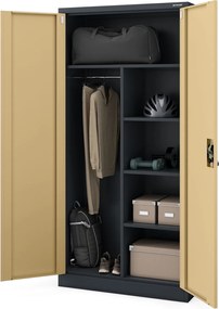 Socjalna szafa ubraniowa Eco Design Dawid, 90x45x185 cm, antracyt/orzech