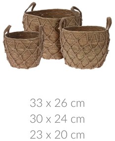 Kosze do przechowywania z uchwytami, wierzba i rattan, 3 sztuk