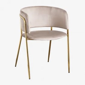 Zestaw 2 Krzeseł Tapicerowanych Nalon Goud & Aksamitny Jasny Szary Taupe & Aksamitny - Sklum