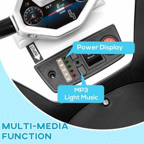 AIYAPLAY Elektryczny Quad dla Dzieci, Światła i Muzyka, Zawieszenie, 5 km/h, 50 Minut Jazdy, dla Dzieci 3-5 Lat, Biały