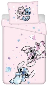 Różowa bawełniana pościel dziecięca jednoosobowa 140x200 cm Lilo a Stitch "Universe" – Jerry Fabrics