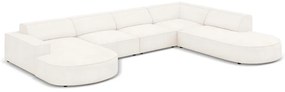 Beżowy narożnik (prawostronny) z materiału bouclé Jodie – Micadoni Home