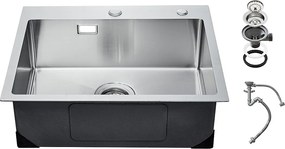 Zlew kuchenny SucceBuy 304 ze Stali Nierdzewnej, Pojedyncza Komora, Montaż na Górze, Zlew Kuchenny 55 cm