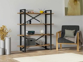 Regał przemysłowy z metalu i płyty wiórowej pokrytej melaminą – 106 x 120 x 33 cm – orzech