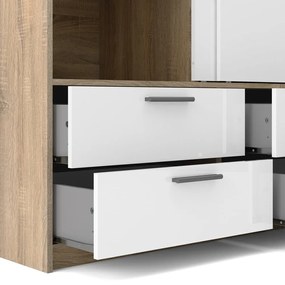 Biało-naturalna szafa w dekorze dębu z drzwiami przesuwnymi 121x200 cm Line – Tvilum