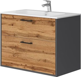 Zestaw mebli łazienkowych antracyt/złoty dąb 80x45.5x61.5 lanco