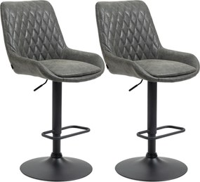 HOMCOM Barhocker Stołki kuchenne Stołek designu, regulowana wysokość, z podnóżkiem, 51 cm x 59 cm x 117 cm, Ciemnoszary + Czarny