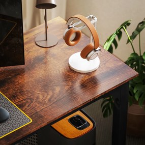 HOMCOM Biurko, stół komputerowy, rustykalny design, dużo miejsca, płyta wiórowa, brązowy | Aosom PL
