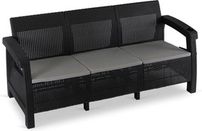 Sofa ogrodowa 3-osobowa Flint, technorattan czarny