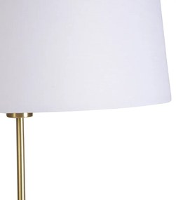 Lampa podłogowa złota/mosiężna z białym abażurem lnianym 45 cm - Parte Nowoczesny Oswietlenie wewnetrzne