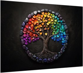 Obraz – Drzewo pełne kolorowych serc (70x50 cm)