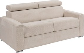 Kanapa 4 osobowa rozkładana typu express z beżowego sztruksu - Miejsce do spania z szerokimi listewkami 160 cm - Materac 22 cm - VIZIR