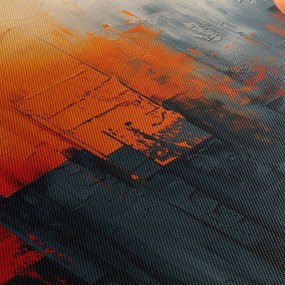 Obraz - Abstrakcyjny obraz miasta (z zegarem) (90x30 cm)