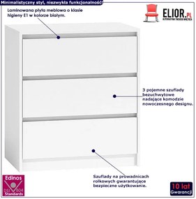Biała skandynawska komoda z 3 szufladami - Minco