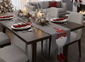 Świąteczny bieżnik na stół NORDIC GNOME 34x180 cm, szary
