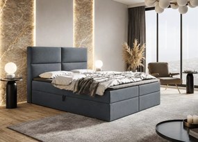 Łóżko kontynentalne Devon boxspring z materacem bonell i 2 pojemnikami na pościel tapicerowane