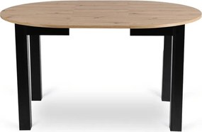 Zestaw Stół Okrągły Rozkładany HARRY 102-142 cm Dąb Artisan/Czarny i 4 Krzesła Tapicerowane BARI Szare