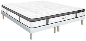 Zestaw 180 x 200 cm: łóżko tapicerowane + materac hybrydowy ze sprężynami kieszeniowymi (7 stref) i pianką z pamięcią kształtu, grubość 30 cm – OLIANE by YSMÉE