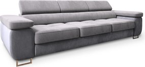 Masseno Sofa MOSINE z funkcją spania, Rozkładana sofa z regulowanymi zagłówkami - Jasnoszary, MONOLITH 84 + MONOLITH 85