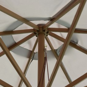 Outsunny Parasol Ogrodowy Drewniany z Mechanizmem 300 cm Szary