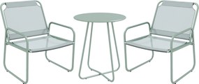 Outsunny Zestaw mebli ogrodowych 3-elementowy, 2 krzesła z oddychającym pokryciem, 1 okrągły stolik Ø60 cm, Zielony