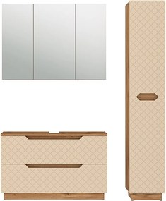 Zestaw mebli łazienkowych dąb/kaszmir ze strukturą płytek 99.4x32x62.5 lotta