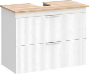 HOMCOM Szafka łazienkowa, 80 cm szafka z dwiema dużymi szufladami do umywalek z cokołem lub bez, Biała | Aosom PL