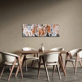 Obraz - Zamarznięte liście (z zegarem) (90x30 cm)
