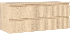 Mexen Rivel szafka łazienkowa podumywalkowa 120 cm z blatem, 2 szuflady, ryflowana , dąb - 91A20-12047-2-BFFC81